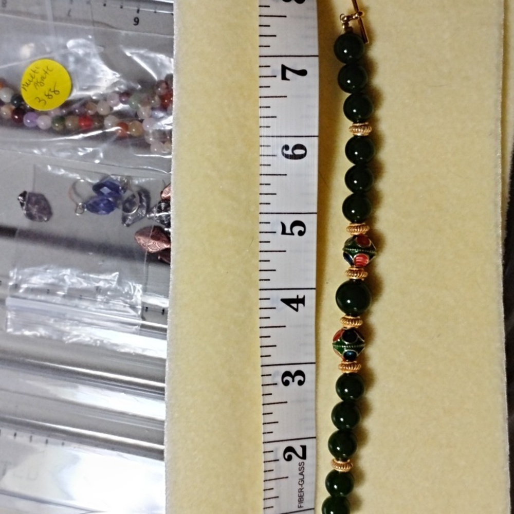 HAND CRAFTED CLOISONNE AND JADE BRACELET - Picture 5 of 5